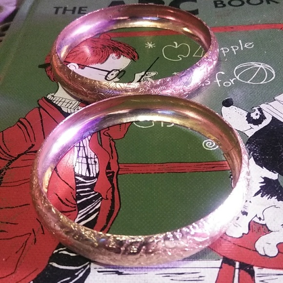 Two Gold Textured Bangles - Picture 2 of 2